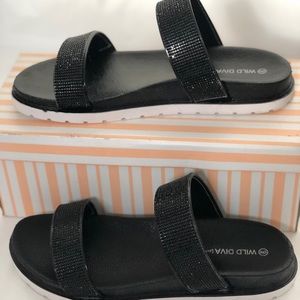 Black sparkly sandals